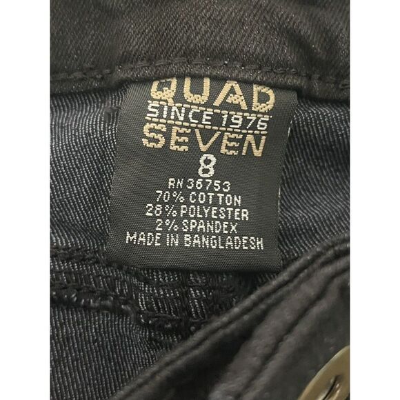 Quad Seven Jeans Boys 8 Black Stretch Skinny Straight Denim Pants 24x24 NEW - Picture 6 of 13